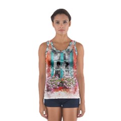 Window Flowers Nature Art Abstract Sport Tank Top  by Celenk