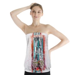 Window Flowers Nature Art Abstract Strapless Top by Celenk