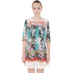 Window Flowers Nature Art Abstract Pocket Dress