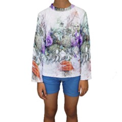 Flowers Bouquet Art Abstract Kids  Long Sleeve Swimwear by Celenk