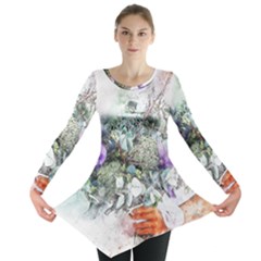 Flowers Bouquet Art Abstract Long Sleeve Tunic  by Celenk