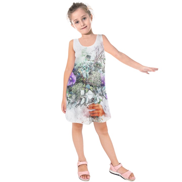 Flowers Bouquet Art Abstract Kids  Sleeveless Dress