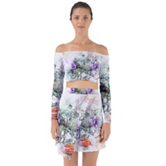 Flowers Bouquet Art Abstract Off Shoulder Top With Skirt Set