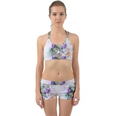 Flowers Bouquet Art Abstract Back Web Sports Bra Set