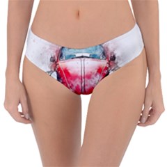 Red Car Old Car Art Abstract Reversible Classic Bikini Bottoms by Celenk