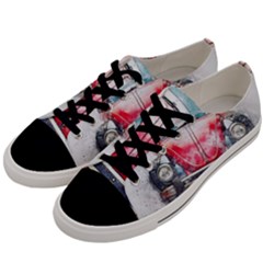 Red Car Old Car Art Abstract Men s Low Top Canvas Sneakers