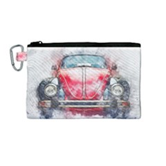 Red Car Old Car Art Abstract Canvas Cosmetic Bag (medium)