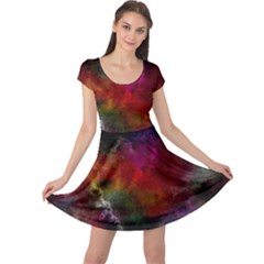 Abstract Picture Pattern Galaxy Cap Sleeve Dress by Celenk