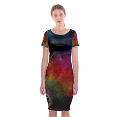 Abstract Picture Pattern Galaxy Classic Short Sleeve Midi Dress by Celenk