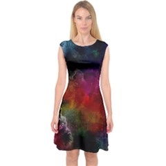 Abstract Picture Pattern Galaxy Capsleeve Midi Dress by Celenk