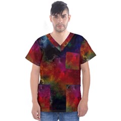 Abstract Picture Pattern Galaxy Men s V-neck Scrub Top