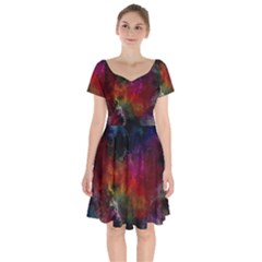 Abstract Picture Pattern Galaxy Short Sleeve Bardot Dress by Celenk