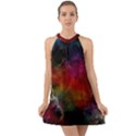 Abstract Picture Pattern Galaxy Halter Tie Back Chiffon Dress View1