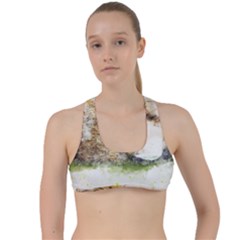 Bear Baby Sitting Art Abstract Criss Cross Racerback Sports Bra by Celenk