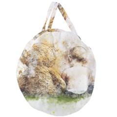 Bear Baby Sitting Art Abstract Giant Round Zipper Tote