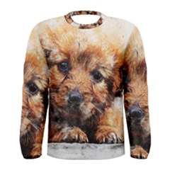 Dog Puppy Animal Art Abstract Men s Long Sleeve Tee by Celenk