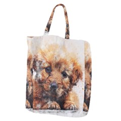 Dog Puppy Animal Art Abstract Giant Grocery Zipper Tote