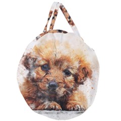 Dog Puppy Animal Art Abstract Giant Round Zipper Tote