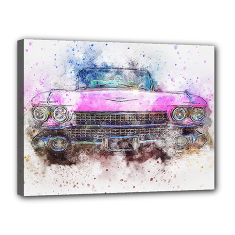 Pink Car Old Art Abstract Canvas 16  X 12  by Celenk