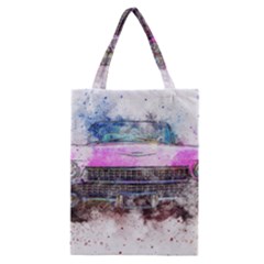 Pink Car Old Art Abstract Classic Tote Bag by Celenk