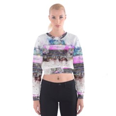 Pink Car Old Art Abstract Cropped Sweatshirt by Celenk