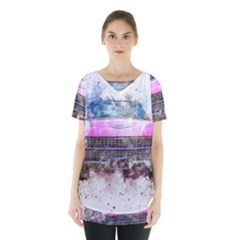 Pink Car Old Art Abstract Skirt Hem Sports Top