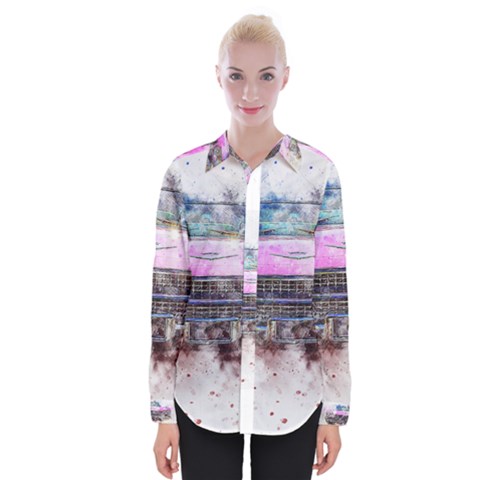 Pink Car Old Art Abstract Womens Long Sleeve Shirt by Celenk