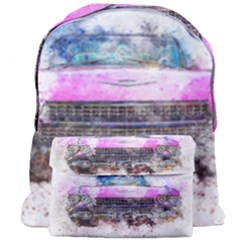 Pink Car Old Art Abstract Giant Full Print Backpack