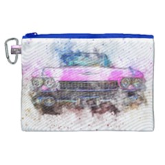 Pink Car Old Art Abstract Canvas Cosmetic Bag (xl)