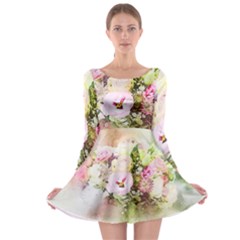 Flowers Bouquet Art Abstract Long Sleeve Skater Dress by Celenk