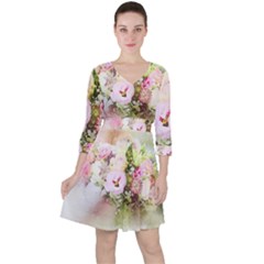 Flowers Bouquet Art Abstract Ruffle Dress by Celenk