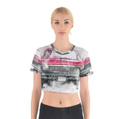 Car Old Car Art Abstract Cotton Crop Top by Celenk