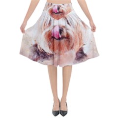 Dog Animal Pet Art Abstract Flared Midi Skirt by Celenk