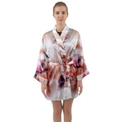 Dog Animal Pet Art Abstract Long Sleeve Kimono Robe