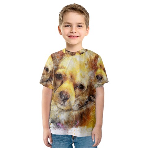 Dog Animal Art Abstract Watercolor Kids  Sport Mesh Tee by Celenk