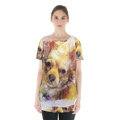 Dog Animal Art Abstract Watercolor Skirt Hem Sports Top