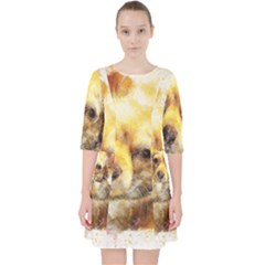 Dog Animal Art Abstract Watercolor Pocket Dress