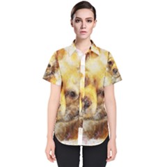 Dog Animal Art Abstract Watercolor Women s Short Sleeve Shirt