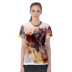 Dog Animal Pet Art Abstract Women s Sport Mesh Tee