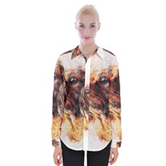 Dog Animal Pet Art Abstract Womens Long Sleeve Shirt