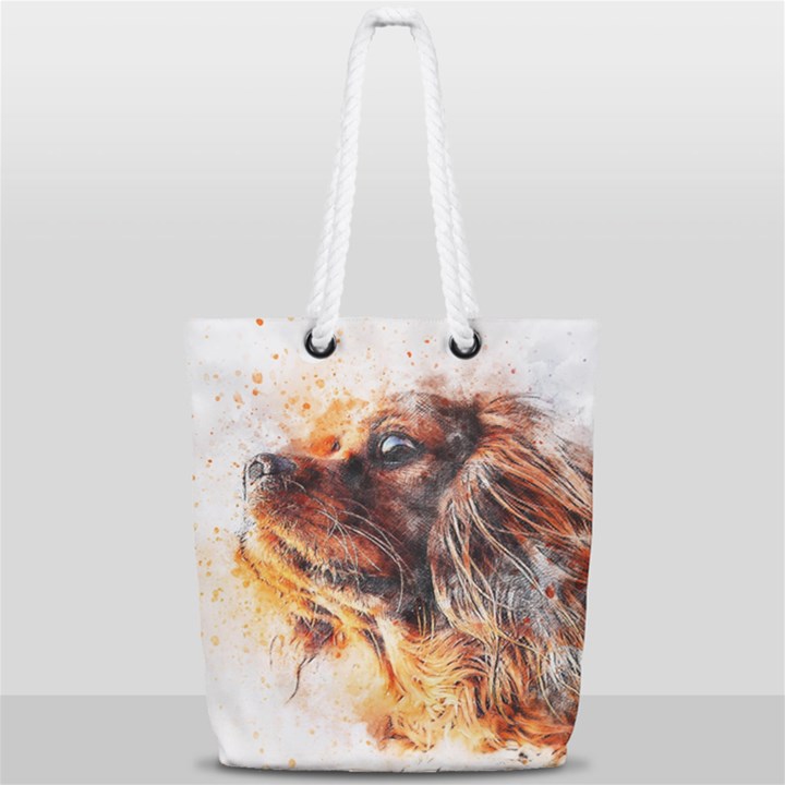 Dog Animal Pet Art Abstract Full Print Rope Handle Tote (Small)