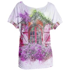 Window Flowers Nature Art Abstract Women s Oversized Tee