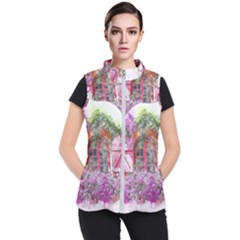 Window Flowers Nature Art Abstract Women s Puffer Vest