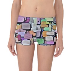 Background Painted Squares Art Boyleg Bikini Bottoms by Celenk