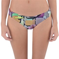 Background Painted Squares Art Reversible Hipster Bikini Bottoms