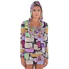 Background Painted Squares Art Long Sleeve Hooded T-shirt by Celenk