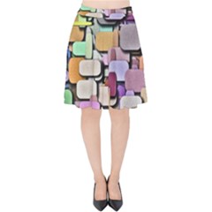 Background Painted Squares Art Velvet High Waist Skirt by Celenk