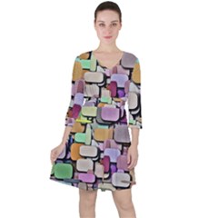 Background Painted Squares Art Ruffle Dress