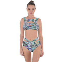 Background Painted Squares Art Bandaged Up Bikini Set  by Celenk