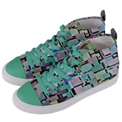 Background Painted Squares Art Women s Mid-top Canvas Sneakers by Celenk